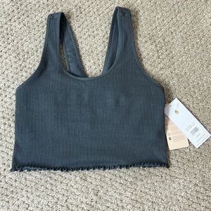 Spiritual Gangster amor crop tank in grey rib with shelf bra - NEVER WORN